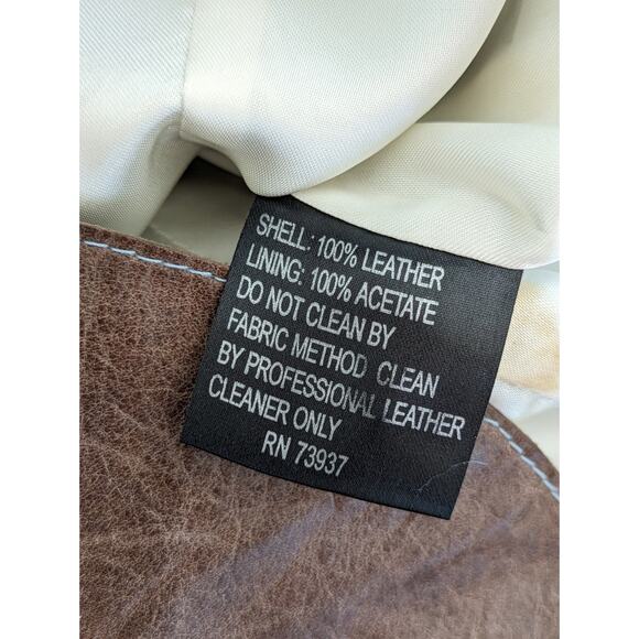 John Carlisle Leather Jacket Classic Edgy Vintage 90s Y2K Brown Size L - Picture 7 of 10